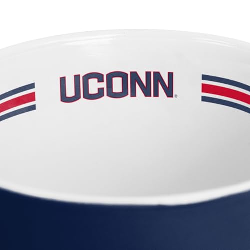Image of Logo Brands NCAA UConn Huskies15 oz Stripe Coffee Mug - Vintage Team Logo, Inside Print & Stripes, Microwave & Dishwasher Safe- Great Gift For Fans & Alumni
