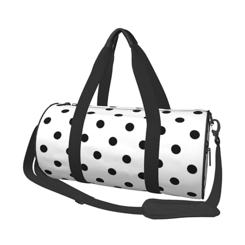 Black And White Polka Dot Gym Duffel Bag Adult Travel Bag Lightweight Yoga Bag Carryon Gymbag Sport Duffel Bag For Men Women