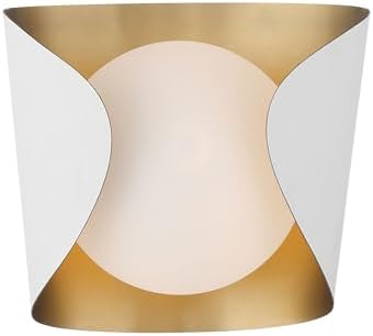 Minka Lavery 3771-893 Flare 8" Tall Bathroom Sconce - Sand White and Legacy Brass with Etched Opal Glass