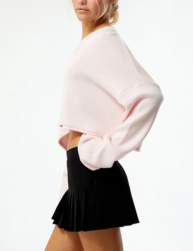 Ugerlov Women's 2025 Fall V Neck Cropped Sweaters Cashmere Lightweight Sweater Tops Knit Long Sleeve Pullover Jumper3