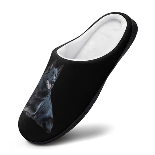 Black German Shepherd Dog Women's Cotton Slippers Indoor Outdoor Slip-on Warm House Shoes with Anti-Skid Rubber Sole2