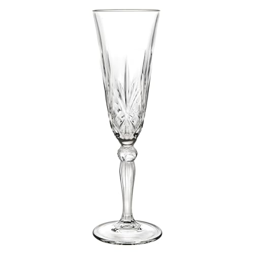 RCR 25600020006 Melodia Crystal Champagne Flutes Glasses, 160 ml, Set of 6