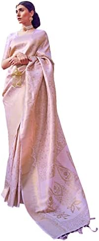 SWORNOF Womens Kanjivaram Silk Saree with Zari Woven Saree With B...