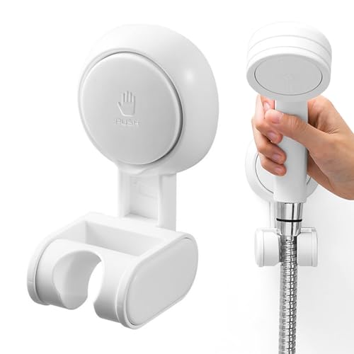 Wall Mounted Shower Head Holder Universal Adjustable Replacement Hand Suction Cup Shower Holder Bracket Accessories for Bathroom(White)