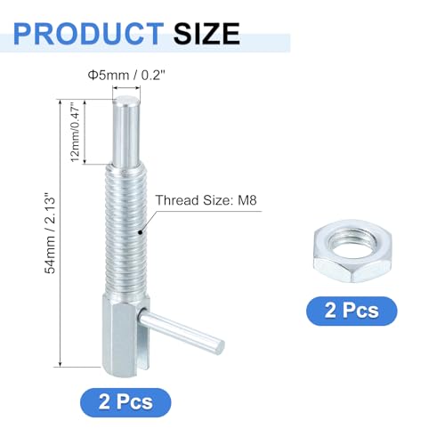 QUARKZMAN 2 Stück Ausziehbarer Indexierungs-Spannstift, M8 l Feder-Spannstift aus Kohlenstoffstahl mit Federbelasteter Riegel mit Mutter für Maschinenbau Schiffbau
