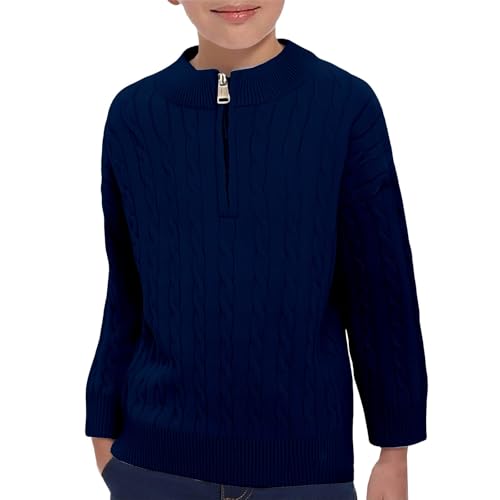 Kids Knit Cardigan Sweater Soft Stretchy Half Zip up Cropped Ribbed Jackets Boys Girls Thick Crochet Cardigan Coats