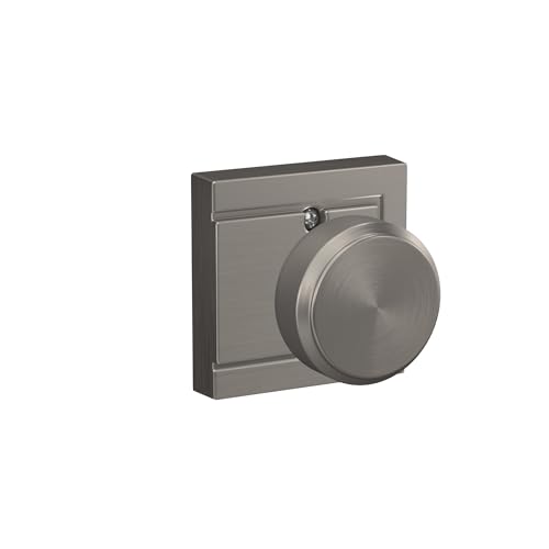 Image of SCHLAGE Knob with Upland Trim Non-Turning Lock, Satin Nickel (F170 BWE 619 ULD)