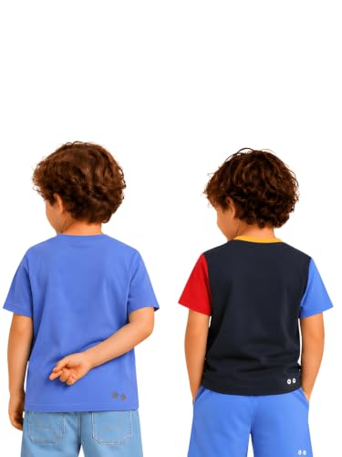 Image of Pilolo Kids Soft Cotton Lycra Pocket T-Shirt for Boys - (Combo Pack of 2)