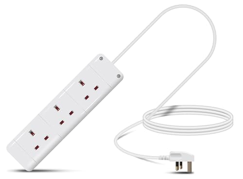 Eagle Three Gang Mains Power 13A Extension Socket to 13A UK Plug Lead Cable British Standards BS1363 2m