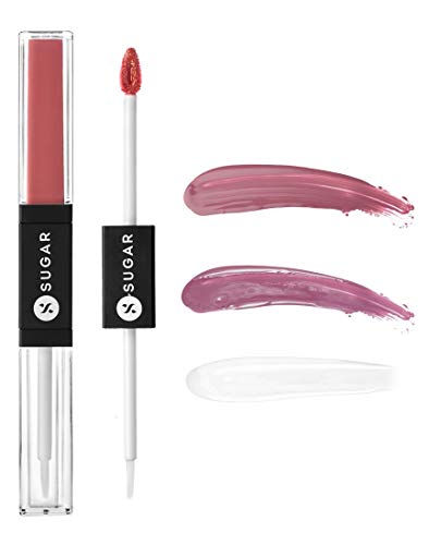 Image of SUGAR Cosmetics Smudge Me Not Lip Duo Liquid Lipstick with Matte Finish and Moisturizing Gloss - 09 Suave Mauve (Mauve) - 3.5 ml