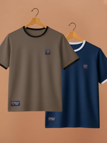 Image of YAZOLE Men's Round Neck Solid T Shirt | Regular Fit Lycra Blend Half Sleeve Tee | Casual Gym Running Walking Sports Office Travel | Stretch Fabric | Comfortable for Everyday use | (S to XXL)