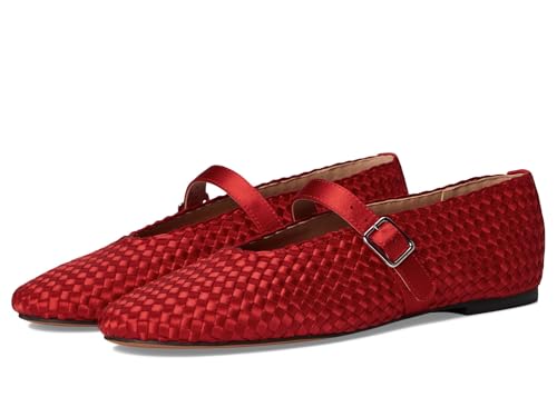 Steve Madden Women's Dreaming Ballet Flat, Red Satin, 6