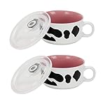 Boston Warehouse Souper Mug Food Storage Container, 22 Ounce, Cow - Set of 2