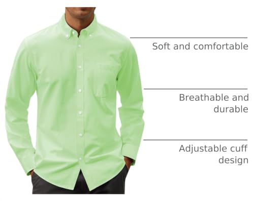 Image of J.VER Men's Oxford Shirt Solid Casual Button Down Collar Shirts Long Sleeve Dress Shirts with Pocket