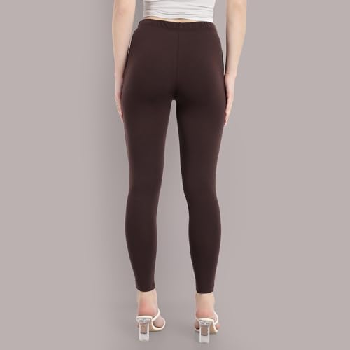 Image of ONE SKY Women Ankle Length Leggings | Premium Cotton Modal Spandex Blend | High Waist Stretchable & Bio-Washed Fabric | Colour-Lock | Ethnic Leggings for Women