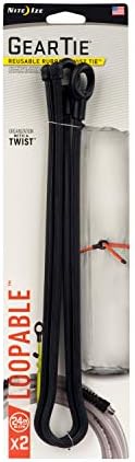 Nite Ize GLL24-01-2R6 Gear Loopable Rubber Twist Tie, 24" -2 Pack, Black, 2 Count