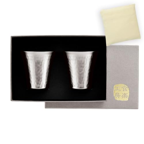 J-kitchens-bag Japanese Sake Glass, Titanium Cold Sake Cup, 2 pcs, 2 fl oz (65 ml), Made in Japan