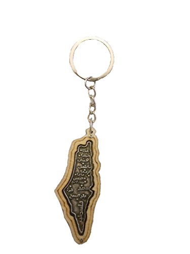 Unisex Souvenir Palestine Map Metal Wooden Keychain Palestinian Fashion Key Chain