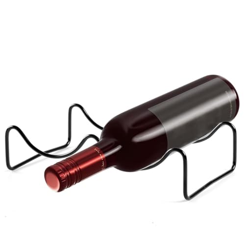 Portabottiglie frigo metallo, Portabottiglie Impilabile per Frigorifero, Cantinetta universale, Portabottiglie per vino in metallo per uso domestico, Portabottiglie piatto, nero