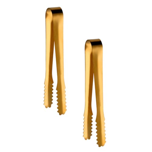 Cabilock 2pcs Stainless Steel U Shape Ice Cube Tongs Reusable Food Clamp for Sugar Appetizers and Ice Cubes for Parties Gatherings and Daily Use