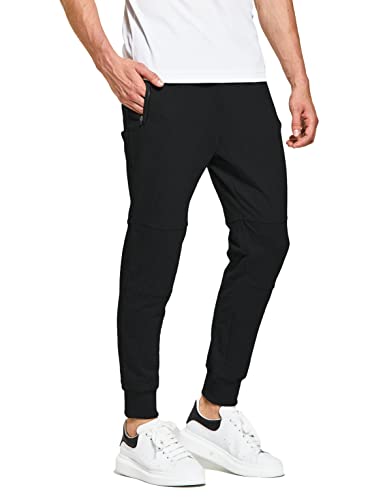 DEMOZU Herren-Jogginghose mit Reißverschlusstaschen, konisch, schmale Passform, Jogger, Fitnessstudio, Athletik, Workout, Laufen, Trainingshose, schwarz, 3X-Groß