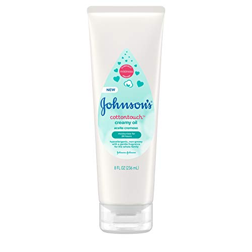 Image of Johnson's CottonTouch Moisturizing Creamy Oil for Baby, Body Lotion with Real Cotton and Gentle Fragrance, Hypoallergenic, Non-Greasy, Paraben-Free, Phthalate-Free and Dye-Free, 8 fl. oz (Pack of 5)