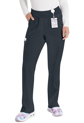 Dickies Women's Scrub Pants Natural Rise Tapered Leg Pull-On Bottoms with 7 Pockets and Knit Waistband DK005, L, Pewter - image 1