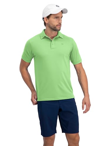 Image of Three Sixty Six Golf Shirts for Men - Dry Fit Short-Sleeve Polo, Athletic Casual Collared T-Shirt Neon Green