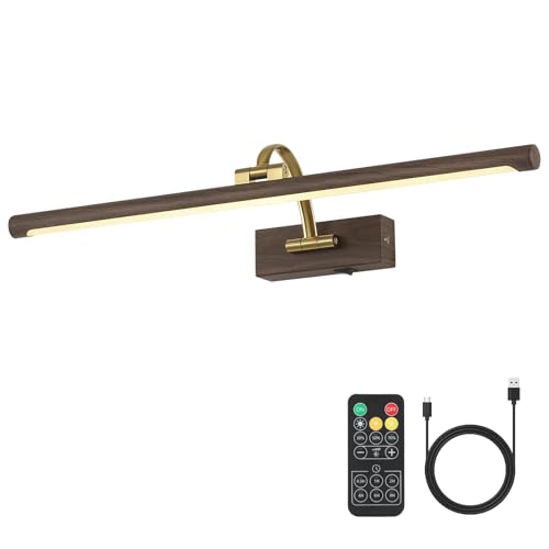 DESOOP Wireless Picture Lights for Wall, 3CCT Dimmable Art Lighting for Paintings Wood Grain Finish...