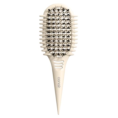 Image of Conair Curl Define Pro Detangler Brush Curly Hair Brush | Mixed Bristles & Continuous Grooves to Define & Detangle Loose Curls & Long Hair, White, BR95683IN1L