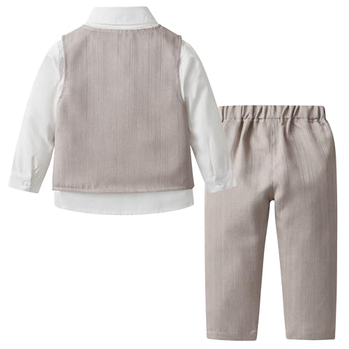 Image of Volunboy Toddler Suit Boys Formal Wedding Guest Dress Outfit | graduation dress clothes, gentleman ring bearer bowtie outfit, back-to-school pants set, birthday photoshoot dressy outfit
