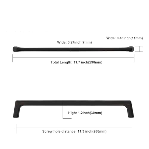 Image of Asidrama 6 Pack 11.3 Inch(288mm) Oil Rubbed Bronze Cabinet Pulls Cabinet Handles Cupboard Handles Kitchen Cabinet Hardware for Cupboard Drawer Pulls