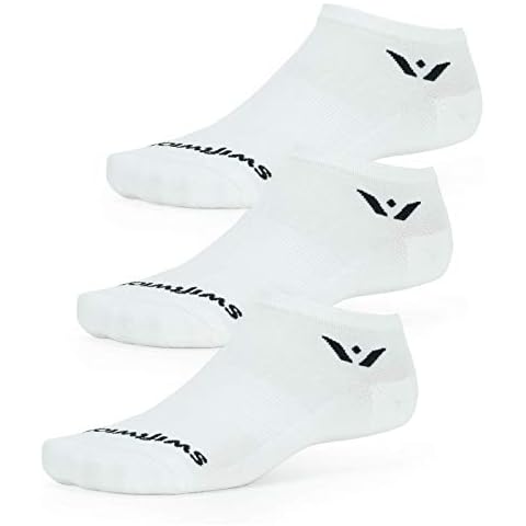 Swiftwick - PERFORMANCE ZERO (3 Pairs) Running Socks, Golf Socks, Durable, Cushioned No-Show Socks (White, Medium) Cover