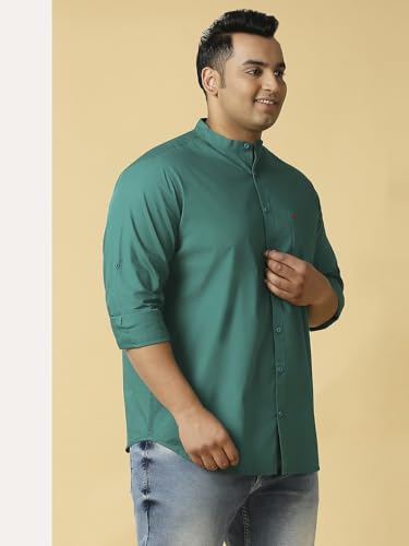 Image of Thomas Scott Mens | Full Sleeve | Solid Plain Color | Regular Fit | Plus Size | 100% Cotton | Mandarin Collar | Casual | Shirt