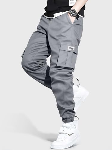 HOTake Men's Casual Cargo Pants Elastic Waist Drawstring Tapered Pants for Men Joggers Hiking Pants with Multi Pockets - Image 3