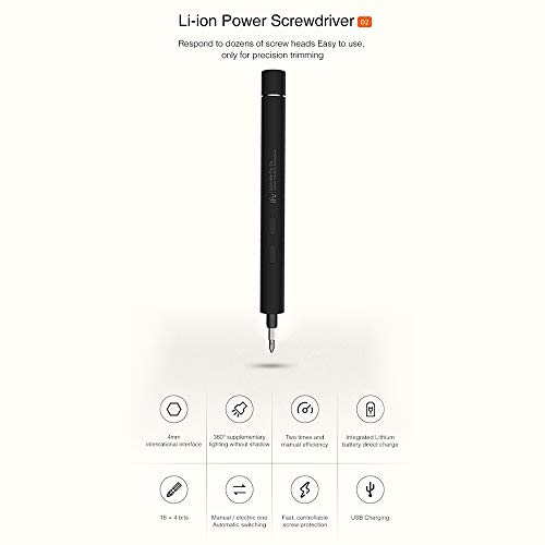 Loijon Chave de fenda elétrica Chave de fenda de precisão de lítio recarregável portátil Driver de c