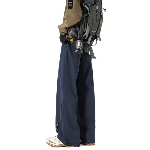 Seidarise Men's Navy Wide - Leg Outdoor Trousers, Adjustable Fit & Zippered Pockets for Outdoor Activities