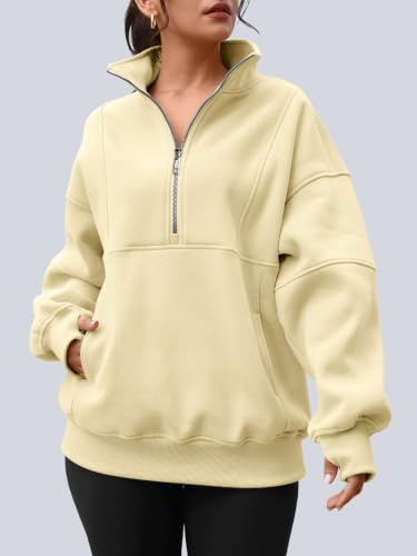 Image of AUTOMET Women's Quarter Zip Oversized Sweatshirt Fleece Mock Neck Pullover