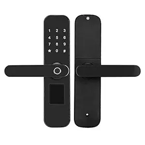 Security Door Lock, Fingerprint Password Moisture-Proof with Mechanical Key Electronic Door Lock, Waterproof Smart Door Lock for Home(Open Left)