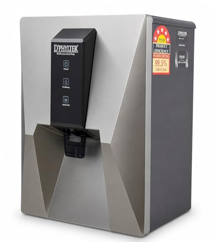 Image of D'PHYLTER Alkaline RO Water Purifier Filter for Home, 9L, Titanium Gold | 8-stage RO+UV+UF, TDS controller, copper & alkaline minerals, 9L tank, for borewell tanker & municipal water to 2000 PPM