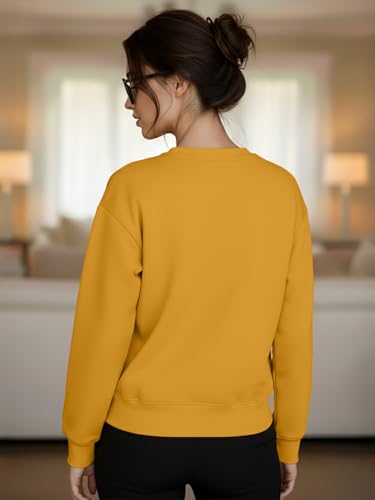 Image of LEOTUDE Women's Loopknit Boyfriend /Loose Fit Round Neck Sweatshirt (Color Black)