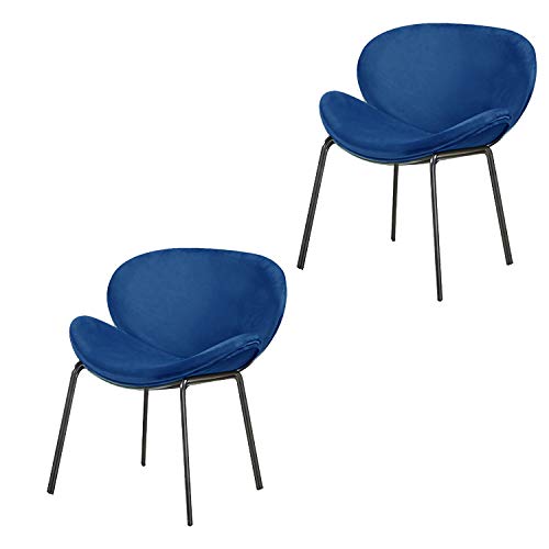 Nicemoods Sedie da Pranzo Set di 2,Sedie in Velluto con Poltroncine con Gambe in Metallo,Sedie Imbottite da Salotto Colore per Rosa,Blu (Azzurro)