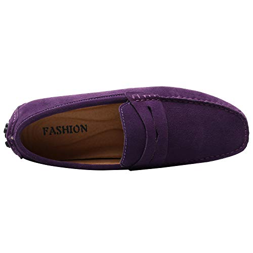 Image of ANUFER Men's Suede Leather Penny Loafers Comfort Driving Shoes Moccasin Slippers