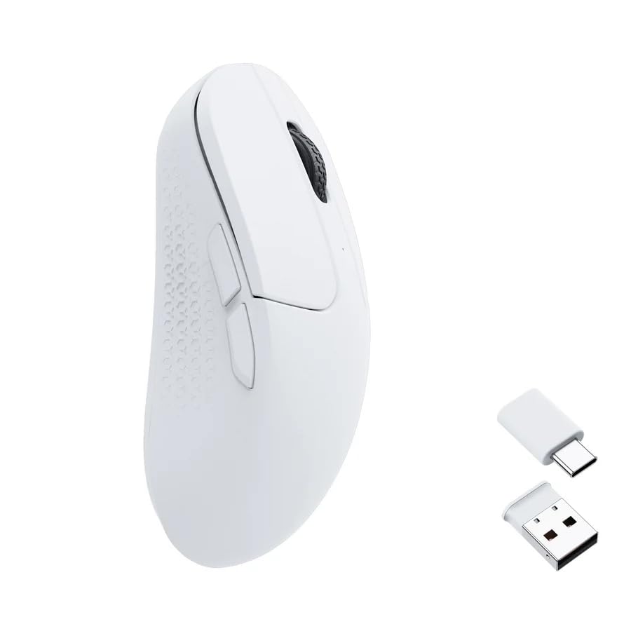 Keychron M3 Mini Mouse Gaming, 26000 DPI / 650 IPS, PixArt 3395, Bianco | 1000 Hz Polling Rate, 2,4 GHz / BT 5.1 / USB-C, Ultraleggero(55 g), Programmabile, Mouse Wireless per PC Laptop Computer Mac