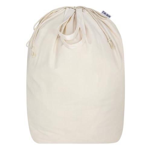 Canvas Laundry Bags with Handles & Square Base18'Lx18'Wx27.6'H, Extra Large Heavy Duty Laundry Basket Hamper Liner, Washable Drawstring Dirty Clothes Bag Canvas Storage Sack (Beige XL,1 Pack)