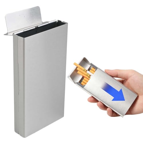 Etui Cigarette en Métal Argenté, Boite a Cigarette Fine Capacité 20 Pièces, Porte-Cigarettes Femme Étanche et Homme, Boîte à Clope Anti-Écrasement, Ouverture Glissante – vue 4