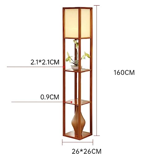 Lámpara de pie para sala de estar y dormitorio con estantería de madera elegante 7