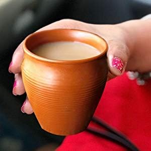 Pure Source India Tea/Coffee Cups 150 ML,Made by Earthen Glazed Terracotta Chai Kulhad, Set of 4 Pcs,The Kulhad for Tea and Coffee.
