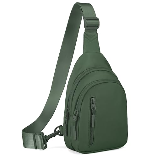 Small Sling Bag Crossbody Bag for Women with 4 Pockets Cross Body Fanny Pack Womens Chest Bag for Outdoors Traveling Olive