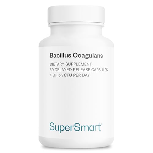 Supersmart Bacillus Coagulans Probiotic 4 Billion CFU per Day (High Absorption) - Lactobacillus Sporogenes Supplement | Non-GMO & Gluten Free - 60 Delayed Release Capsules